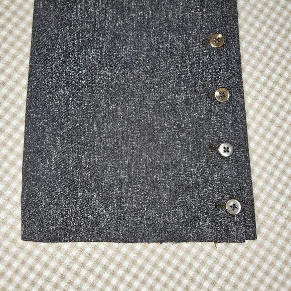 Elevenses Gray Brown Tweed Wide Leg Button Accent Zip Front Dressy Trouser Pants - Picture 4 of 15